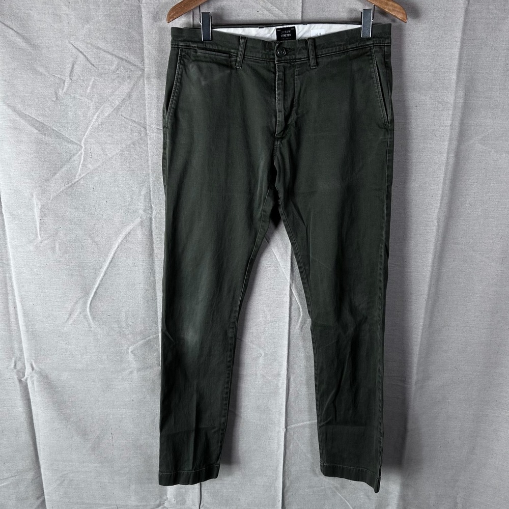 J.Crew 484 Stretch Chino Pants Mens 30x32 Dark Olive Green Slim Trousers